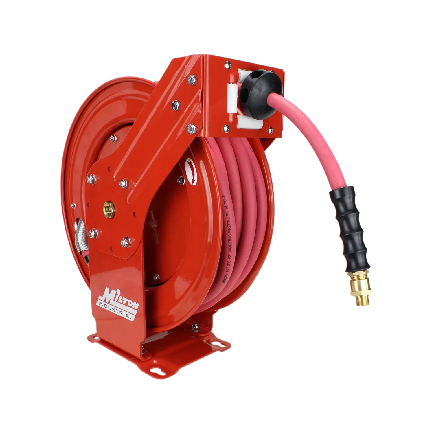 2770-50D - Milton® Industrial Auto-Retracting Hose Reel 3/8" NPT, 50' Hybrid Rubber Hose, 300 PSI