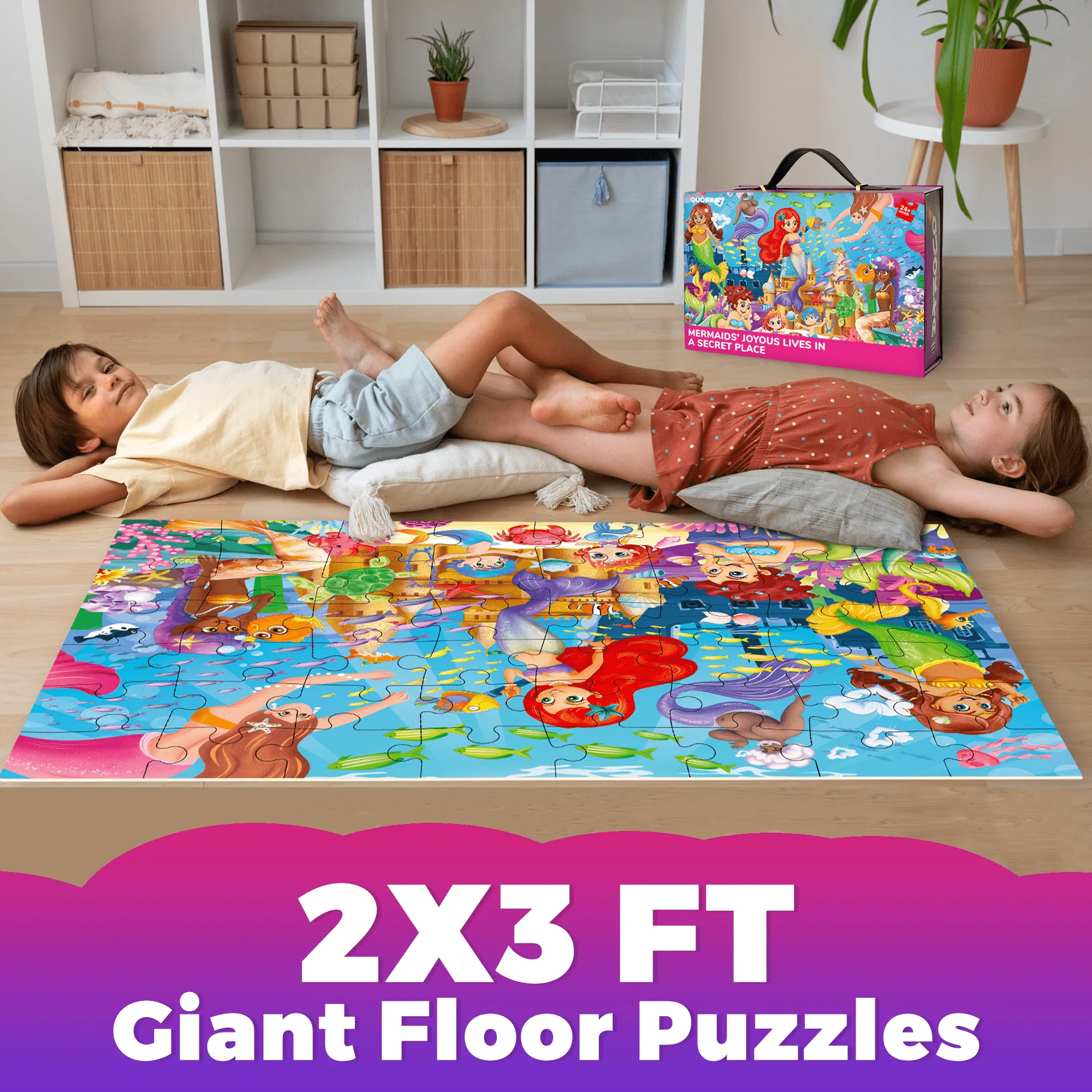 2x3 FT Giant Floor Puzzles for Kids Ages 4-6 | Mermaids