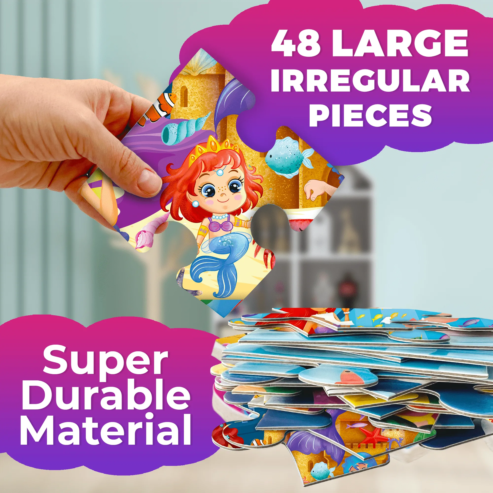 2x3 FT Giant Floor Puzzles for Kids Ages 4-6 | Mermaids