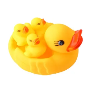 4PCS Baby Toys Water Floating Children Water Toys Yellow Rubber Duck Ducky Baby Bath Toy for Kids Squeeze Sound Squeaky Pool