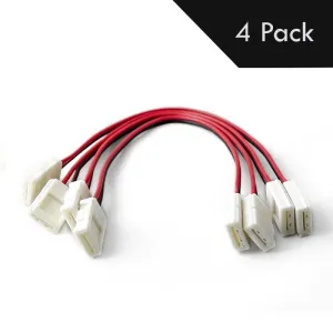 6 Inch Any Angle 8mm Solderless LED Light Strip Connector : Single Color (4 Pack)