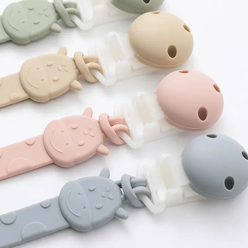 Baby Animals Kid-Proof Silicone Pacifier & Teething Chain Clip