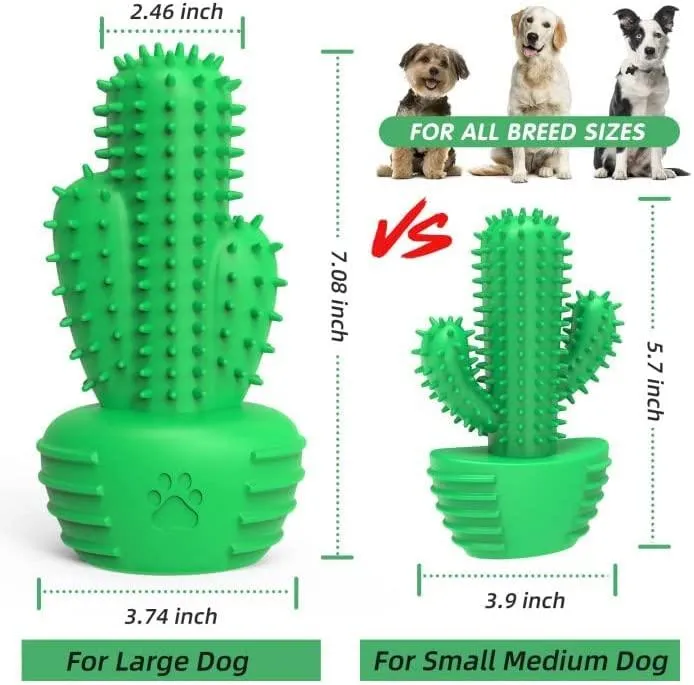 Dog Chew Toys Dog Toothbrush Stick Teeth Cleaning Brush Dental for Small Medium Large Dog, Rubber Dog Squeaky Toys for Aggressive Chewers Cactus Tough Toys Interactive for Training Cleaning Teeth