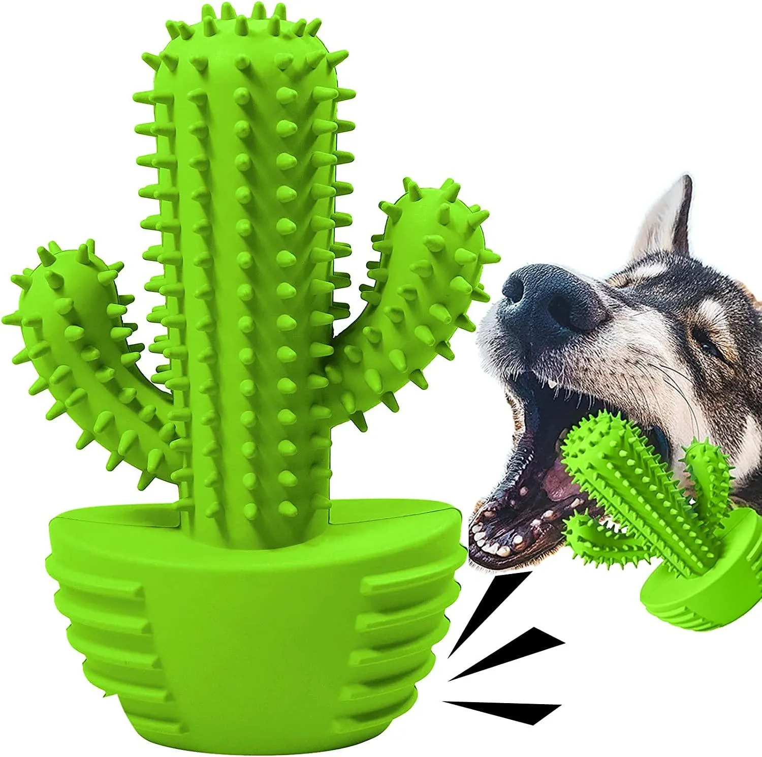 Dog Chew Toys Dog Toothbrush Stick Teeth Cleaning Brush Dental for Small Medium Large Dog, Rubber Dog Squeaky Toys for Aggressive Chewers Cactus Tough Toys Interactive for Training Cleaning Teeth