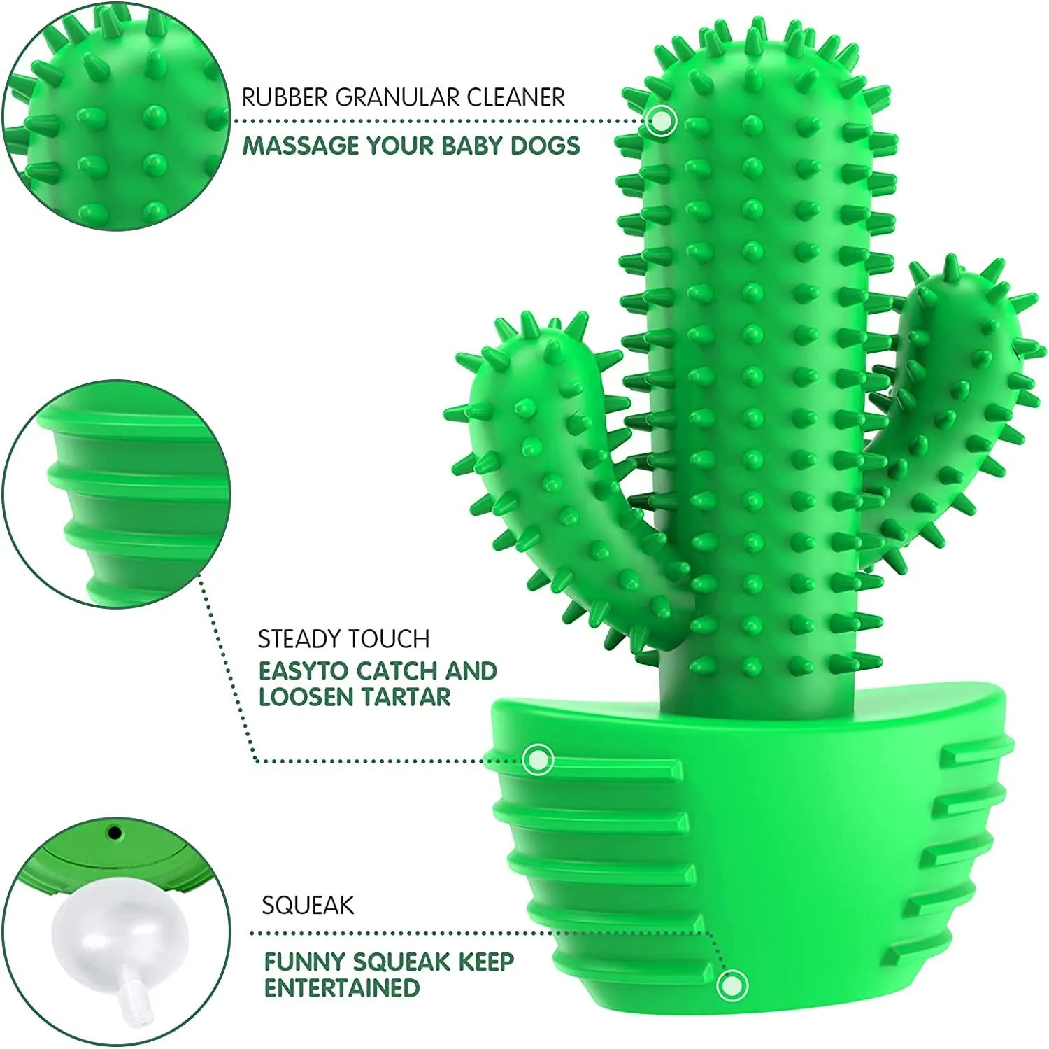 Dog Chew Toys Dog Toothbrush Stick Teeth Cleaning Brush Dental for Small Medium Large Dog, Rubber Dog Squeaky Toys for Aggressive Chewers Cactus Tough Toys Interactive for Training Cleaning Teeth