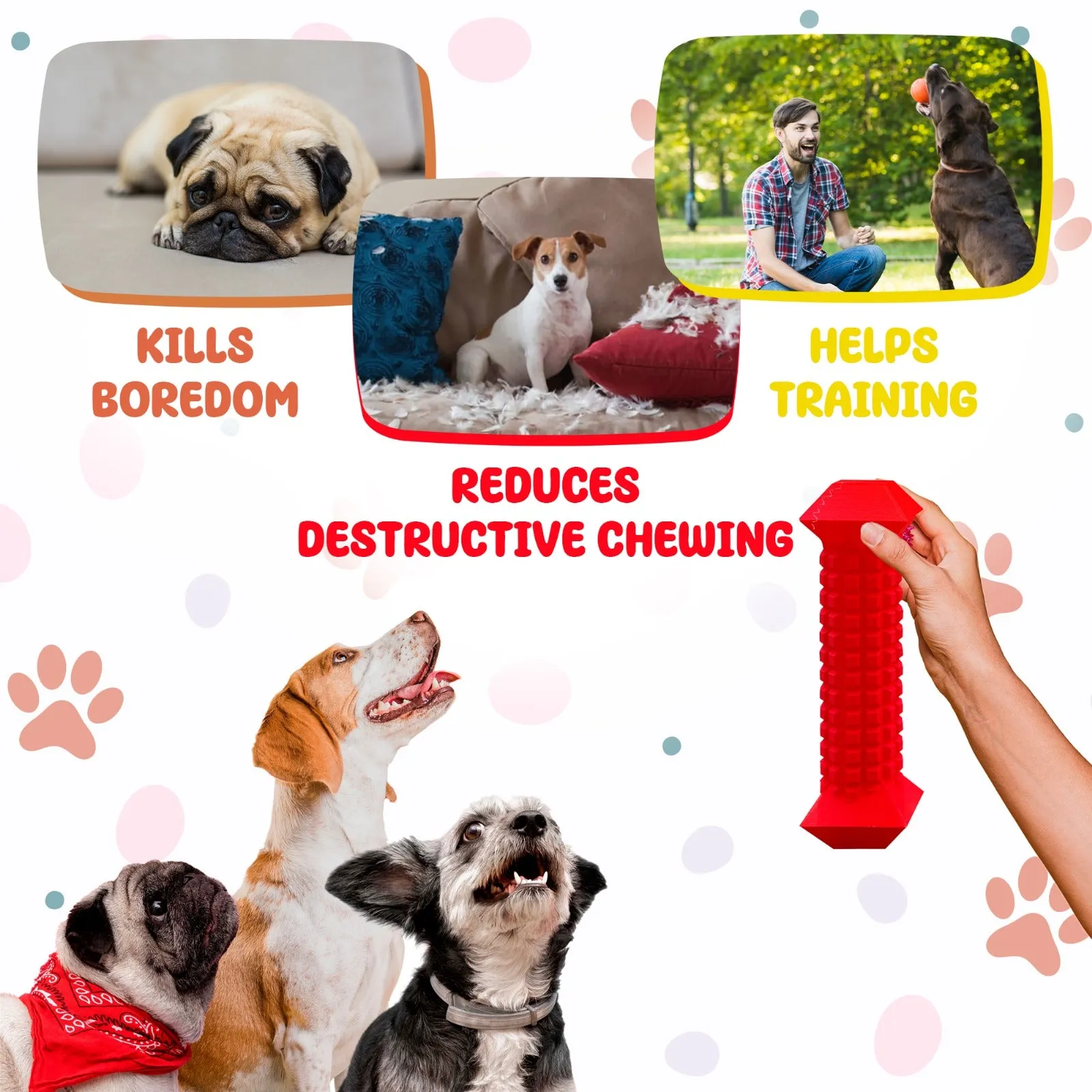 Dog Chew Toys for Aggressive Chewers – Tough Chew Toys for Dogs with Treat Dispenser  - Chew Bones for Large Dogs