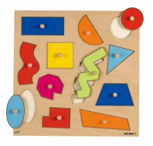 Educo Preschool Chunky Wooden Knob Puzzle Geometric Shapes 34 x 34cm 3yrs 