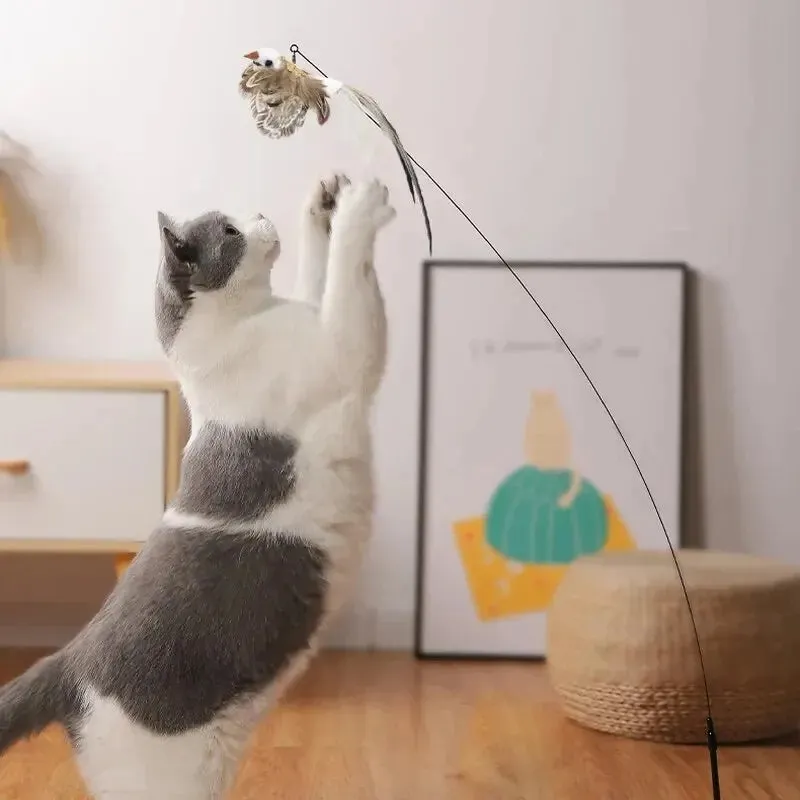 Interactive Feather Teaser Cat Toy with Bell and Suction Cup