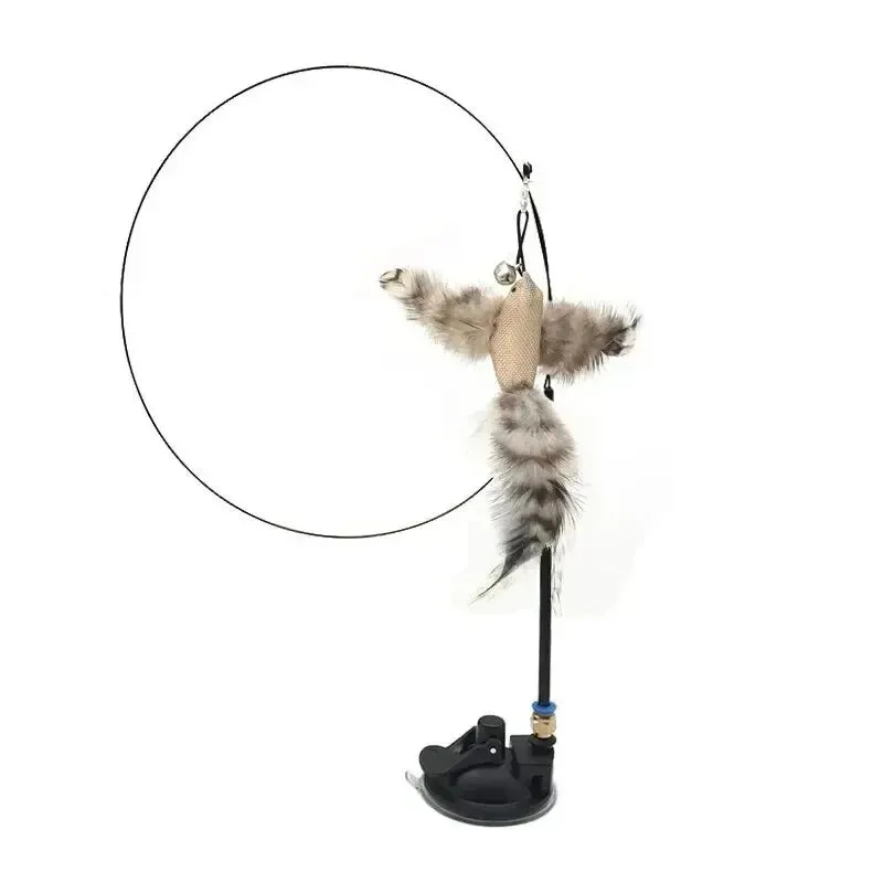 Interactive Feather Teaser Cat Toy with Bell and Suction Cup