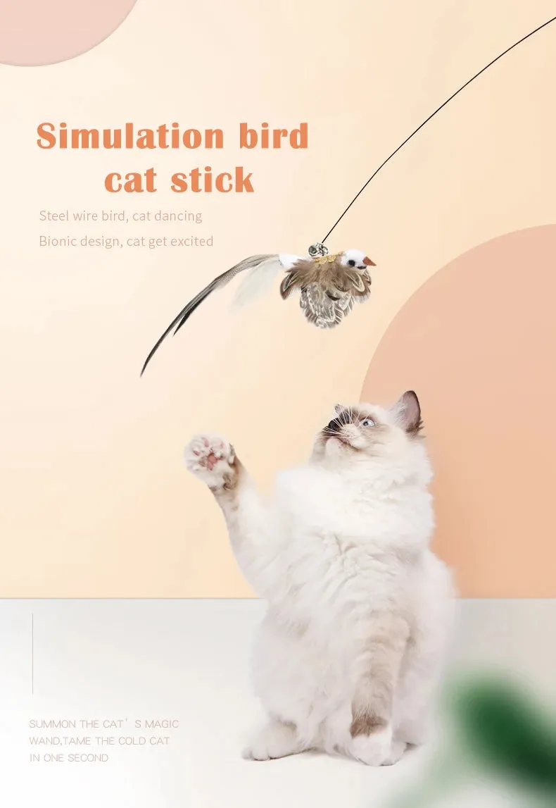 Interactive Feather Teaser Cat Toy with Bell and Suction Cup