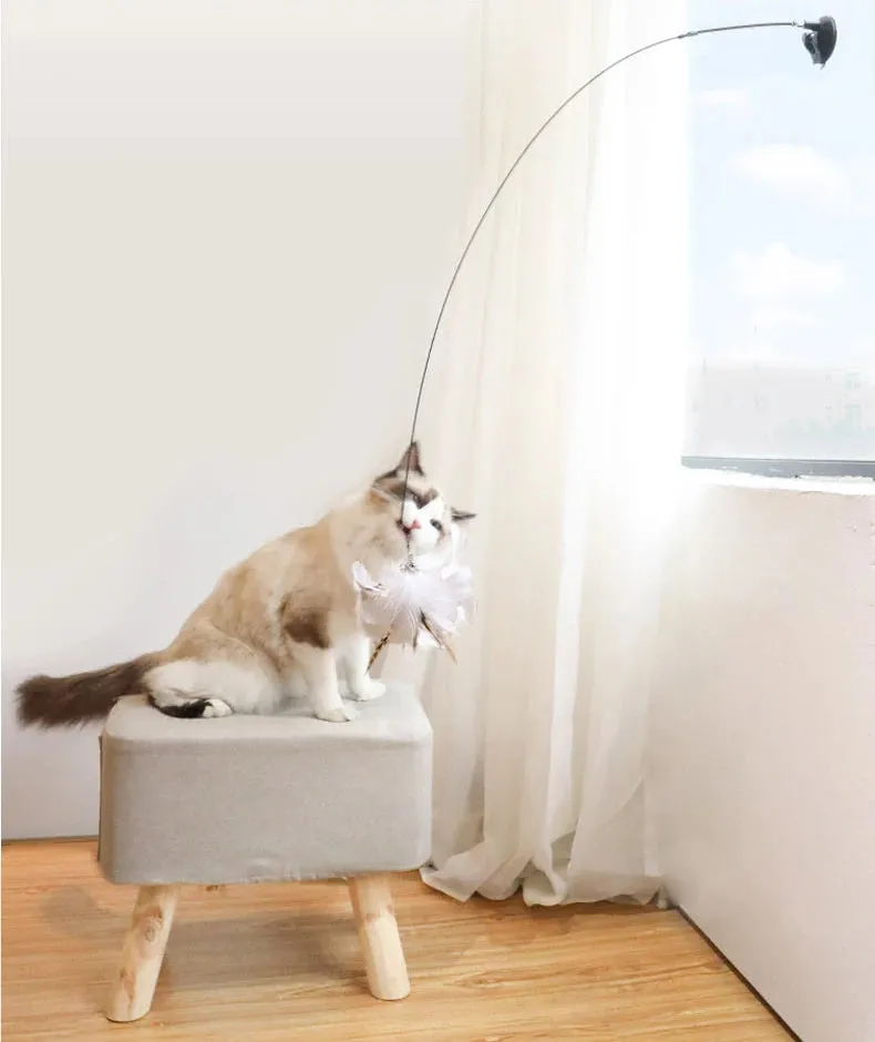 Interactive Feather Teaser Cat Toy with Bell and Suction Cup