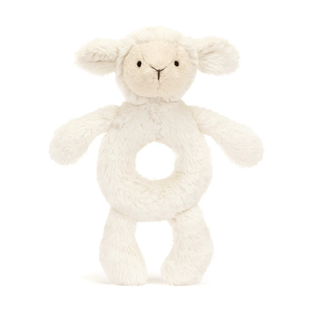 Jellycat Plush Toy Bashful Lamb Ring Rattle