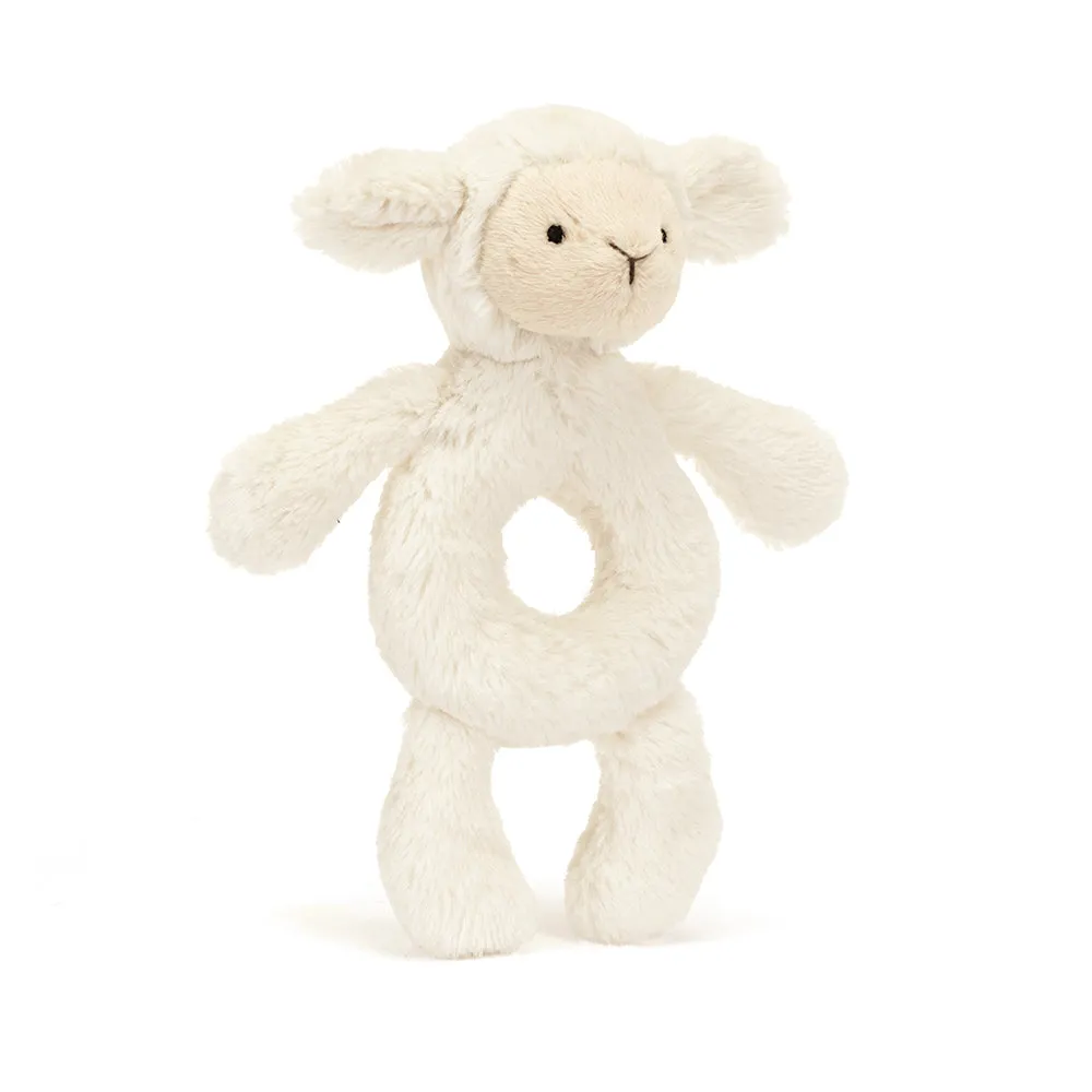 Jellycat Plush Toy Bashful Lamb Ring Rattle