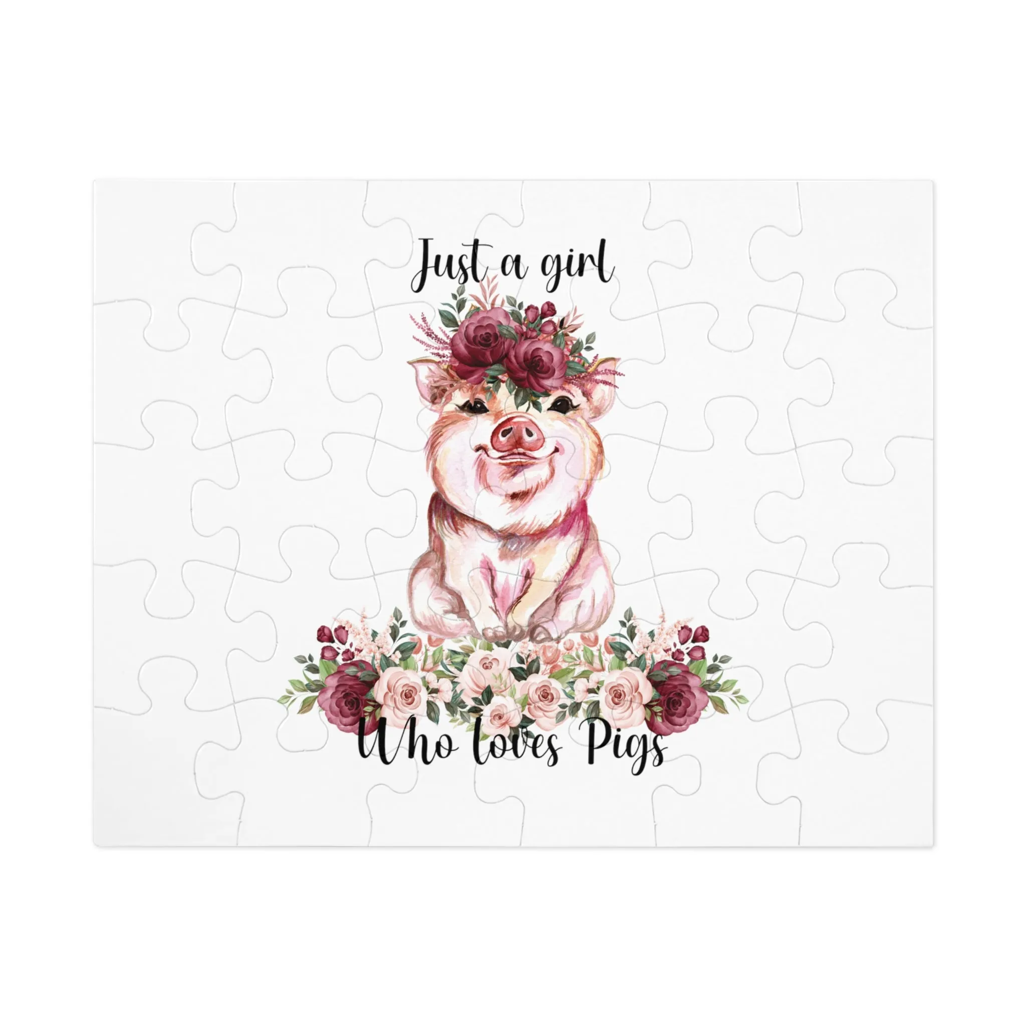 Jigsaw Puzzle, Just a Girl Who Loves Pigs, Personalised/Non-Personalised (30, 110, 252, 500,1000-Piece)