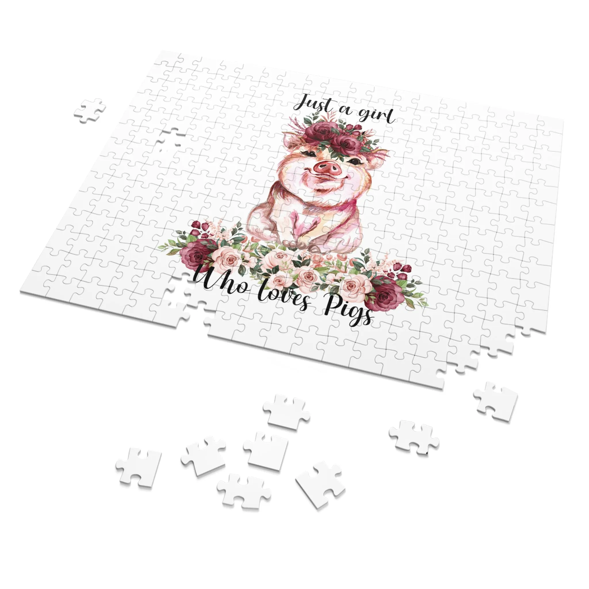 Jigsaw Puzzle, Just a Girl Who Loves Pigs, Personalised/Non-Personalised (30, 110, 252, 500,1000-Piece)