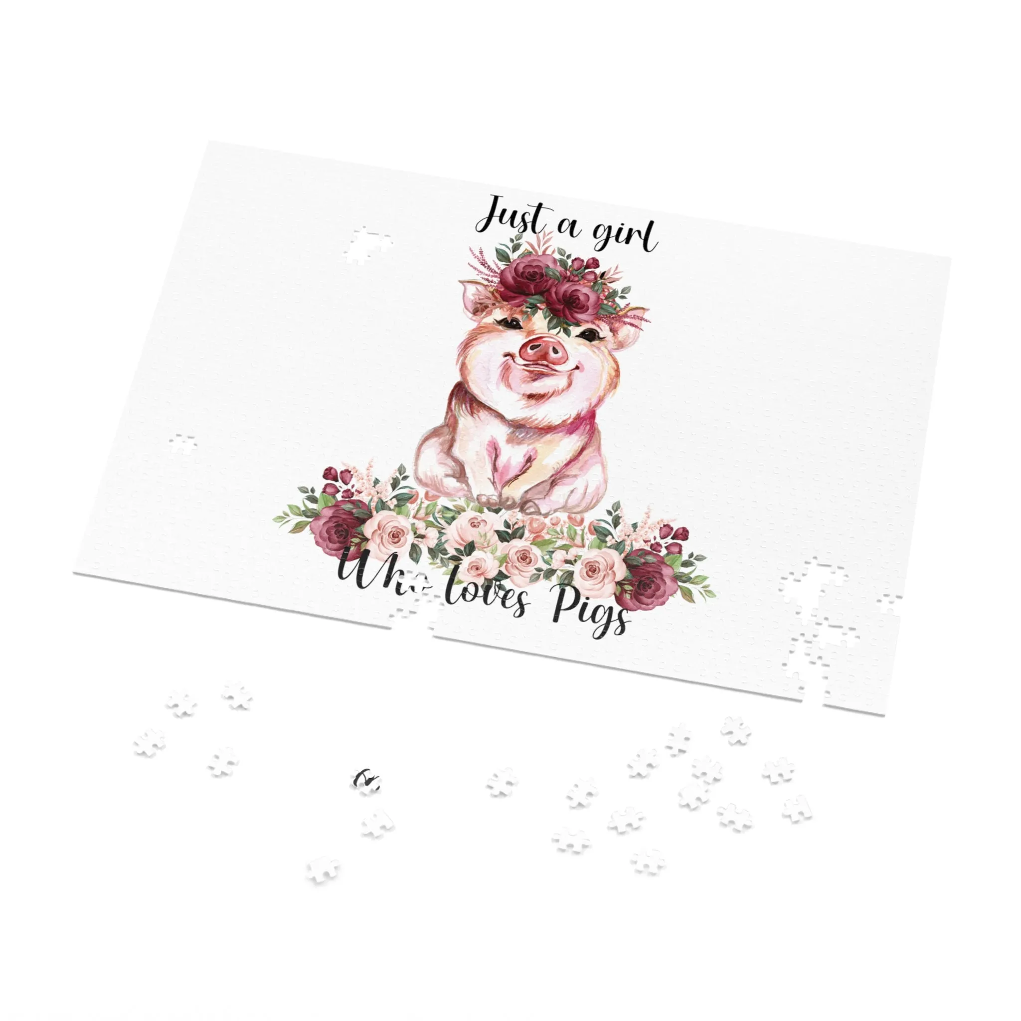 Jigsaw Puzzle, Just a Girl Who Loves Pigs, Personalised/Non-Personalised (30, 110, 252, 500,1000-Piece)