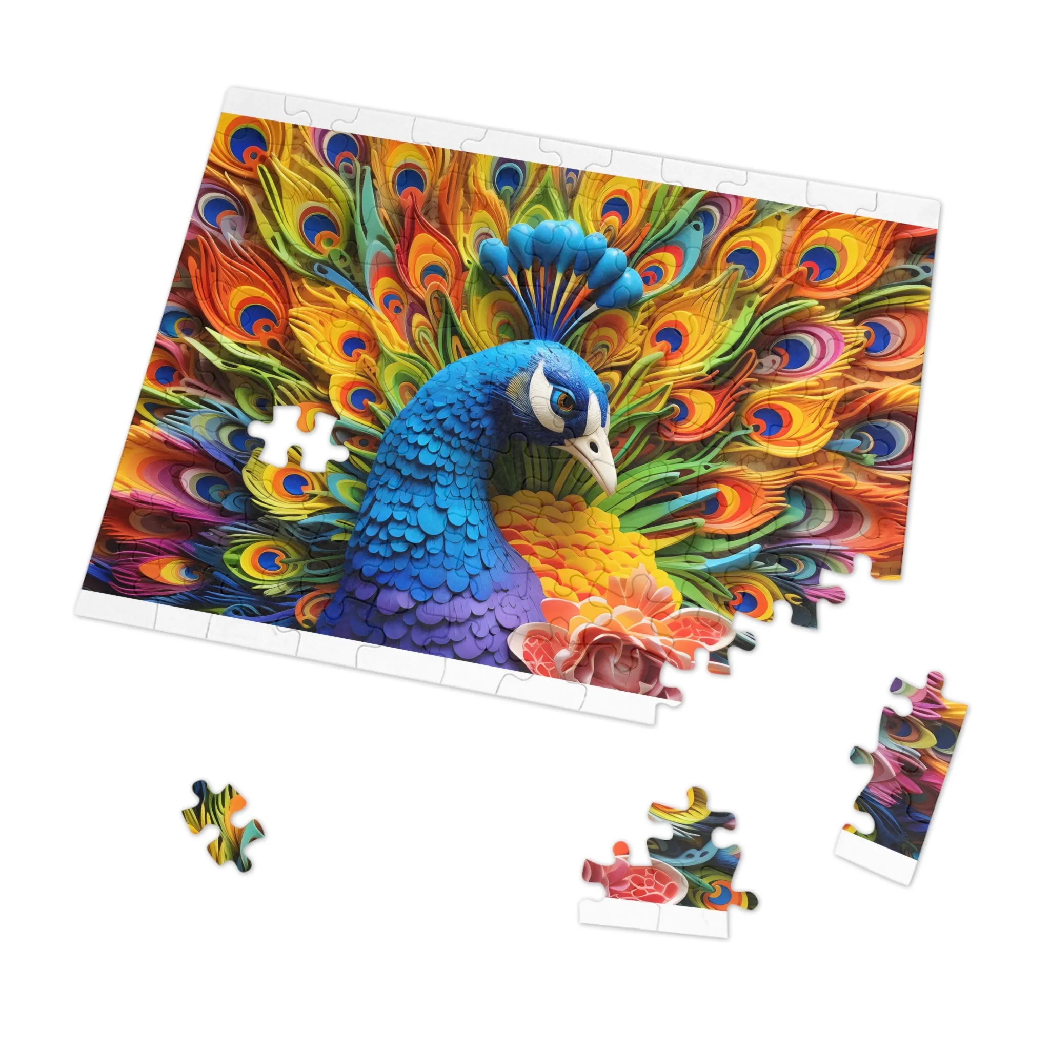 Jigsaw Puzzle, Peacock, Personalised/Non-Personalised (30, 110, 252, 500,1000-Piece)