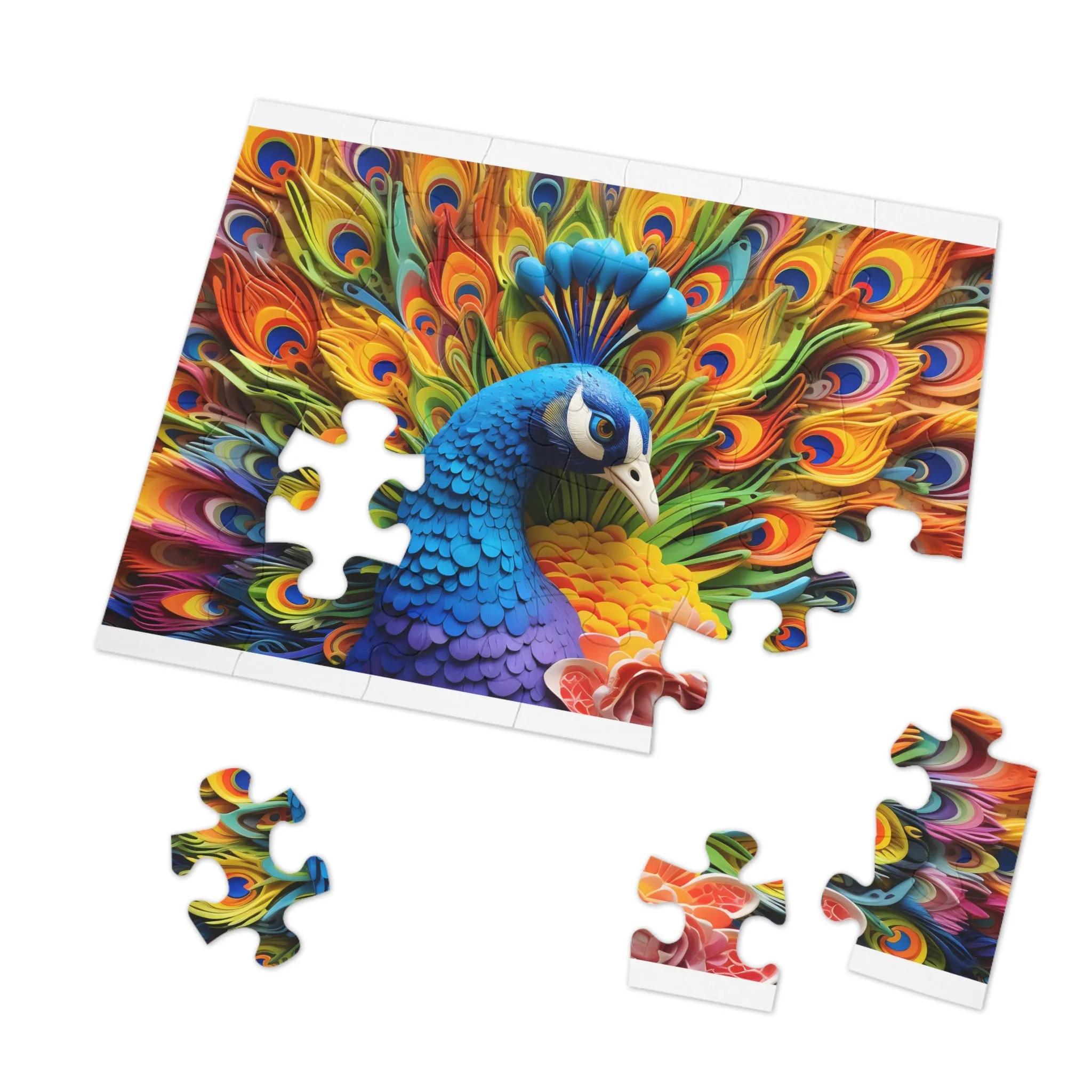 Jigsaw Puzzle, Peacock, Personalised/Non-Personalised (30, 110, 252, 500,1000-Piece)