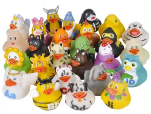 Kicko Alphabet Rubber Duck Toys - 26 Pack - Assorted Duckies for Kids Party Favors,