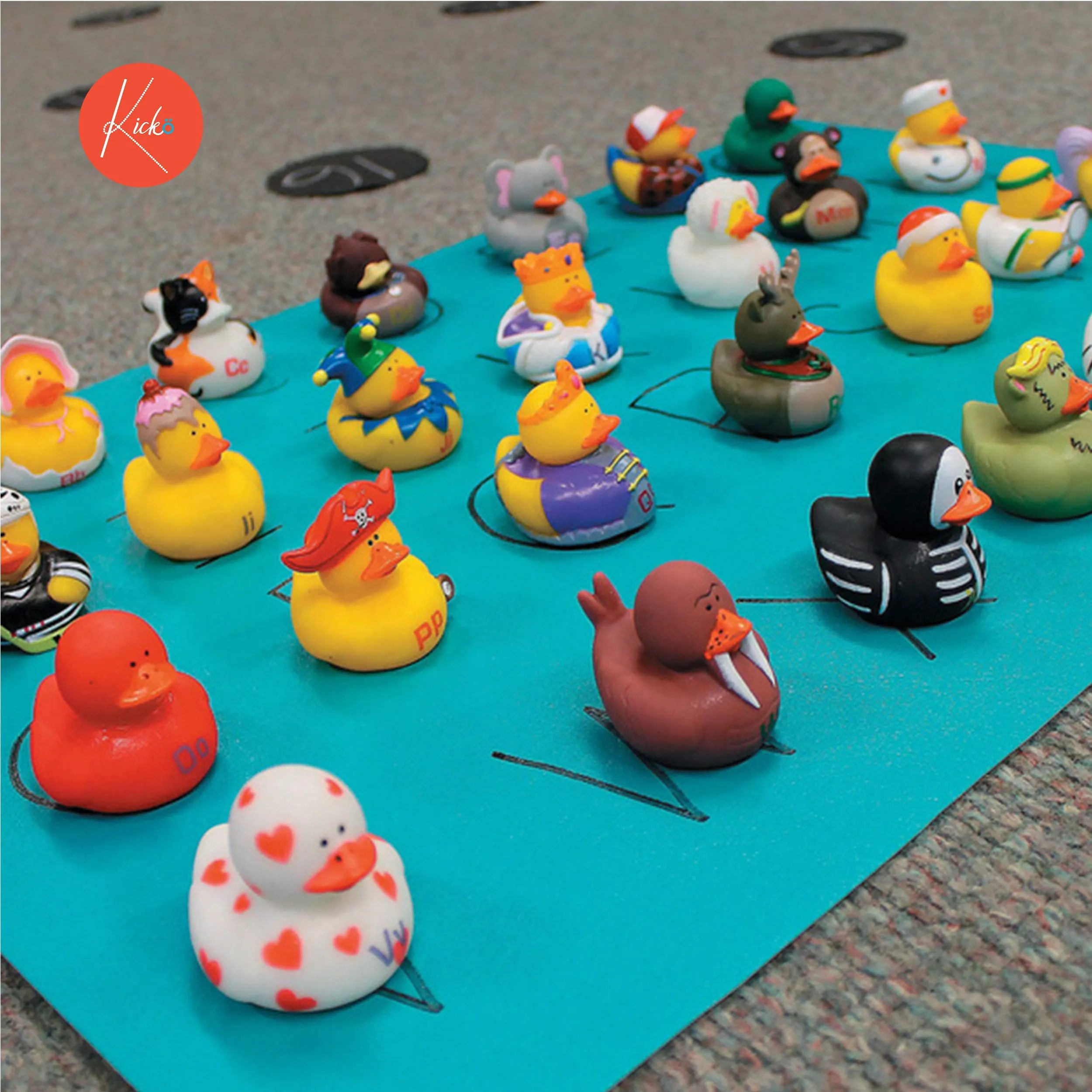 Kicko Alphabet Rubber Duck Toys - 26 Pack - Assorted Duckies for Kids Party Favors,