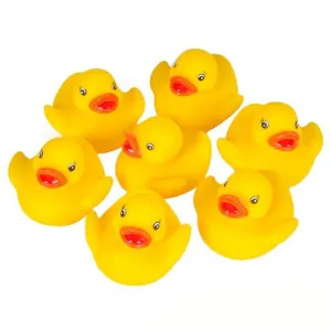 Kicko Tiny Rubber Duck Toys - 12 Pack Yellow Duckies for Kids Party Favors, on Birthdays