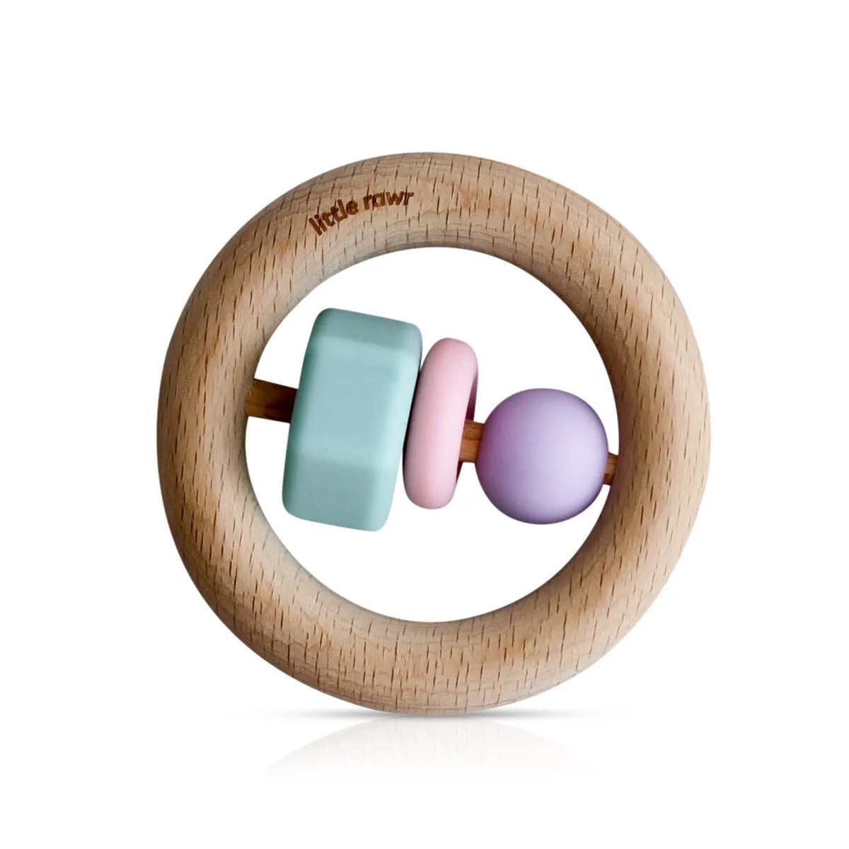 Little Rawr Wood   Silicone Bead O Shape Teether Toy