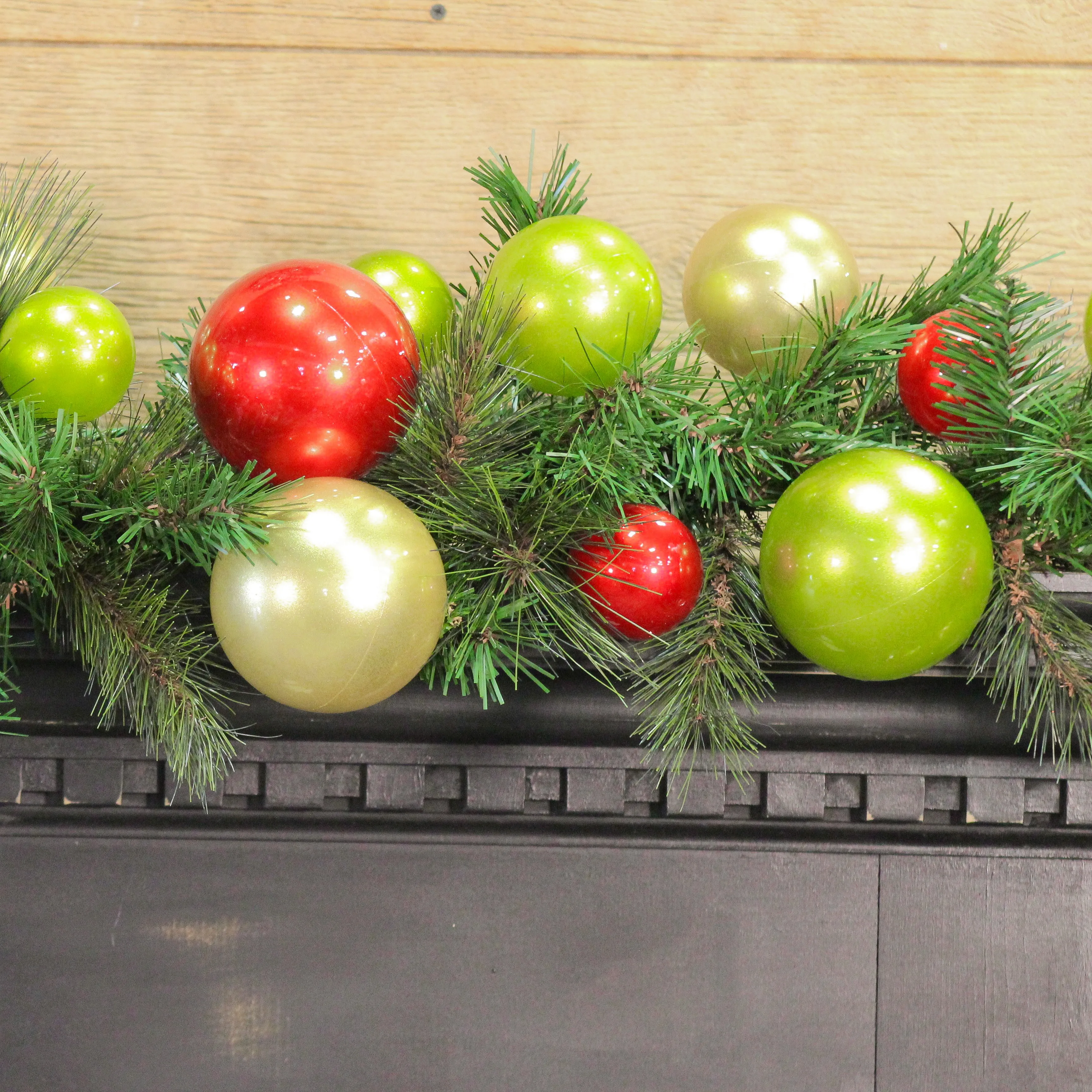 Red, Lime, and Gold Ball Garland, 10'