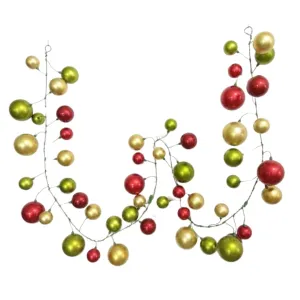 Red, Lime, and Gold Ball Garland, 10'