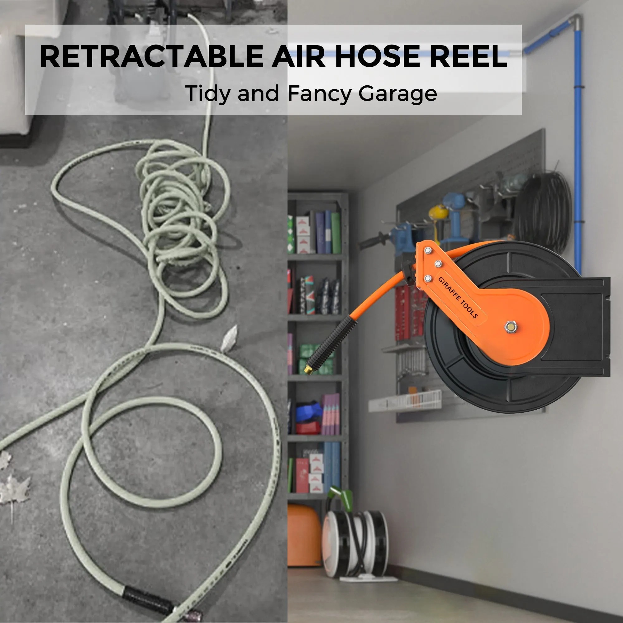 Retractable Air Hose Reel-Alloy Steel Reel-3/8in