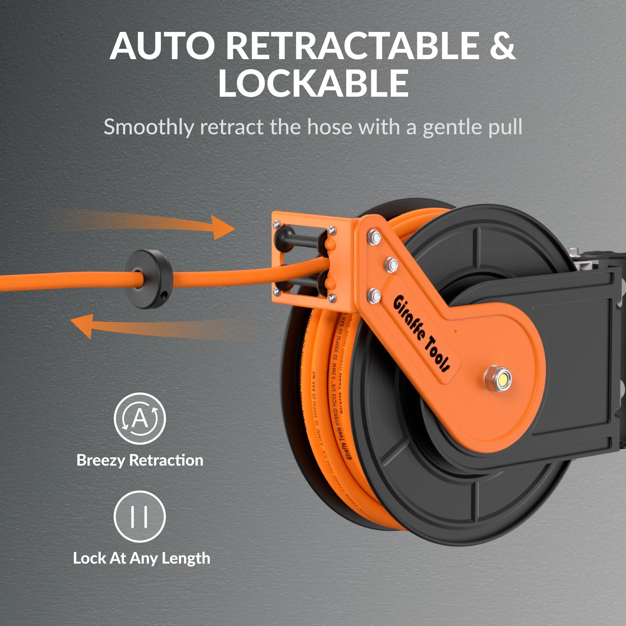 Retractable Air Hose Reel-Alloy Steel Reel-3/8in