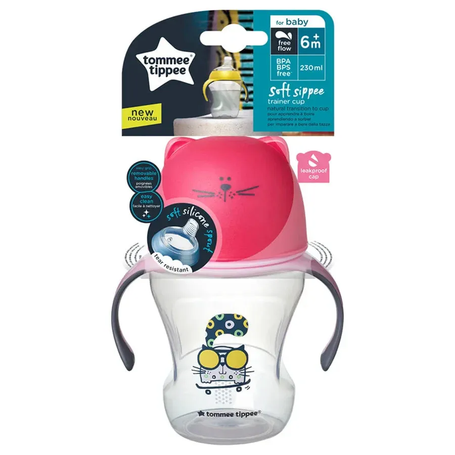 Tommee Tippee Soft Sippee Free Flow Transition Cup 230ml (Pink)