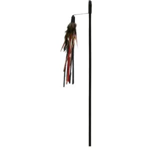 Trixie Playing Rod with Leather Straps and Feathers Toy for Cats (Black)